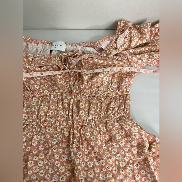 Emelia Floral Linen Rayon Cottagecore Milkmaid Bubble Sleeves Blouse M - Picture 7 of 8